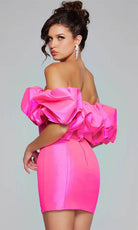 Jovani 40378 - Ruffled Neckline Sheath Cocktail Dress - detail view