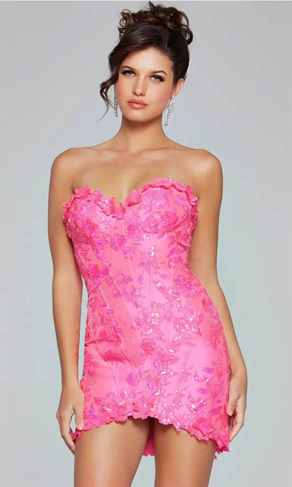 Jovani 40380 - Floral Appliqued Sweetheart Cocktail Dress - view 4