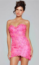 Jovani 40380 - Floral Appliqued Sweetheart Cocktail Dress - view 4