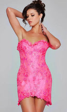 Jovani 40380 - Floral Appliqued Sweetheart Cocktail Dress - detail view