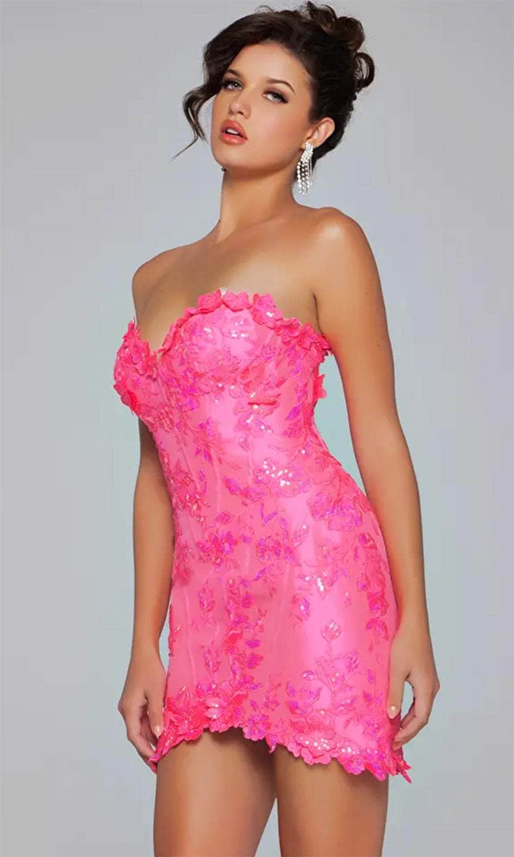 Jovani 40380 - Floral Appliqued Sweetheart Cocktail Dress - back view