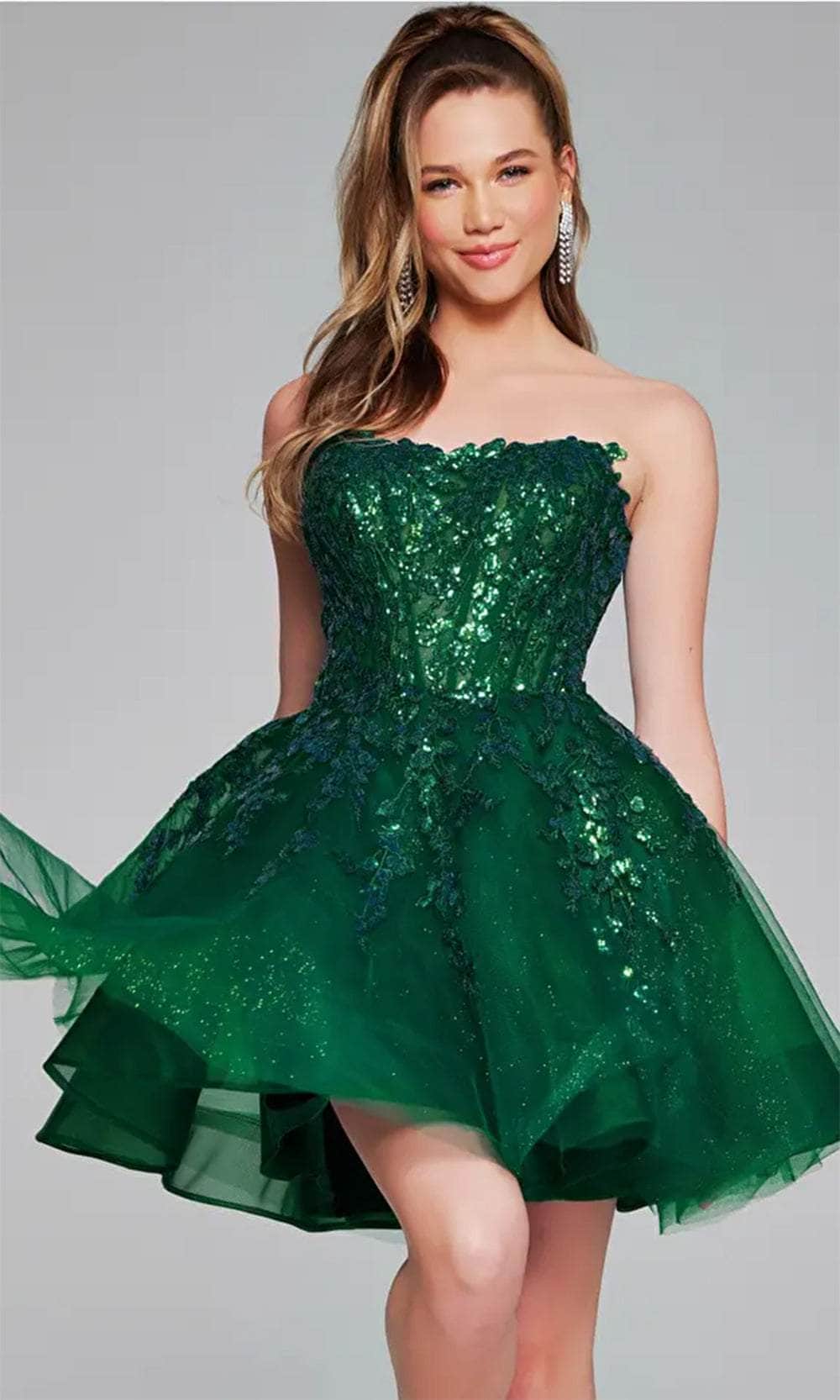 Jovani 40385 - Strapless Embroidered Cocktail Dress - back view