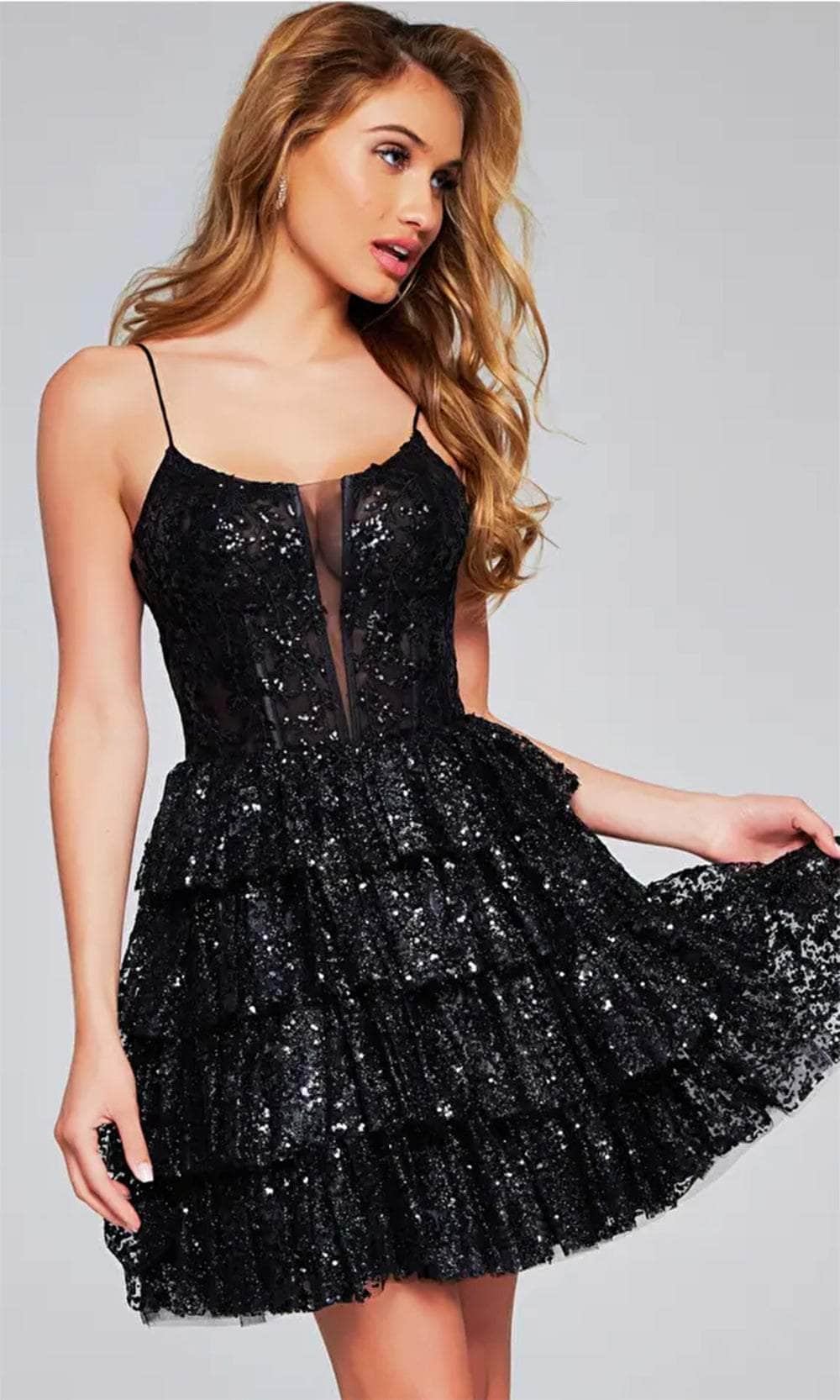 Jovani 40386 - Tiered Cocktail Dress - back view