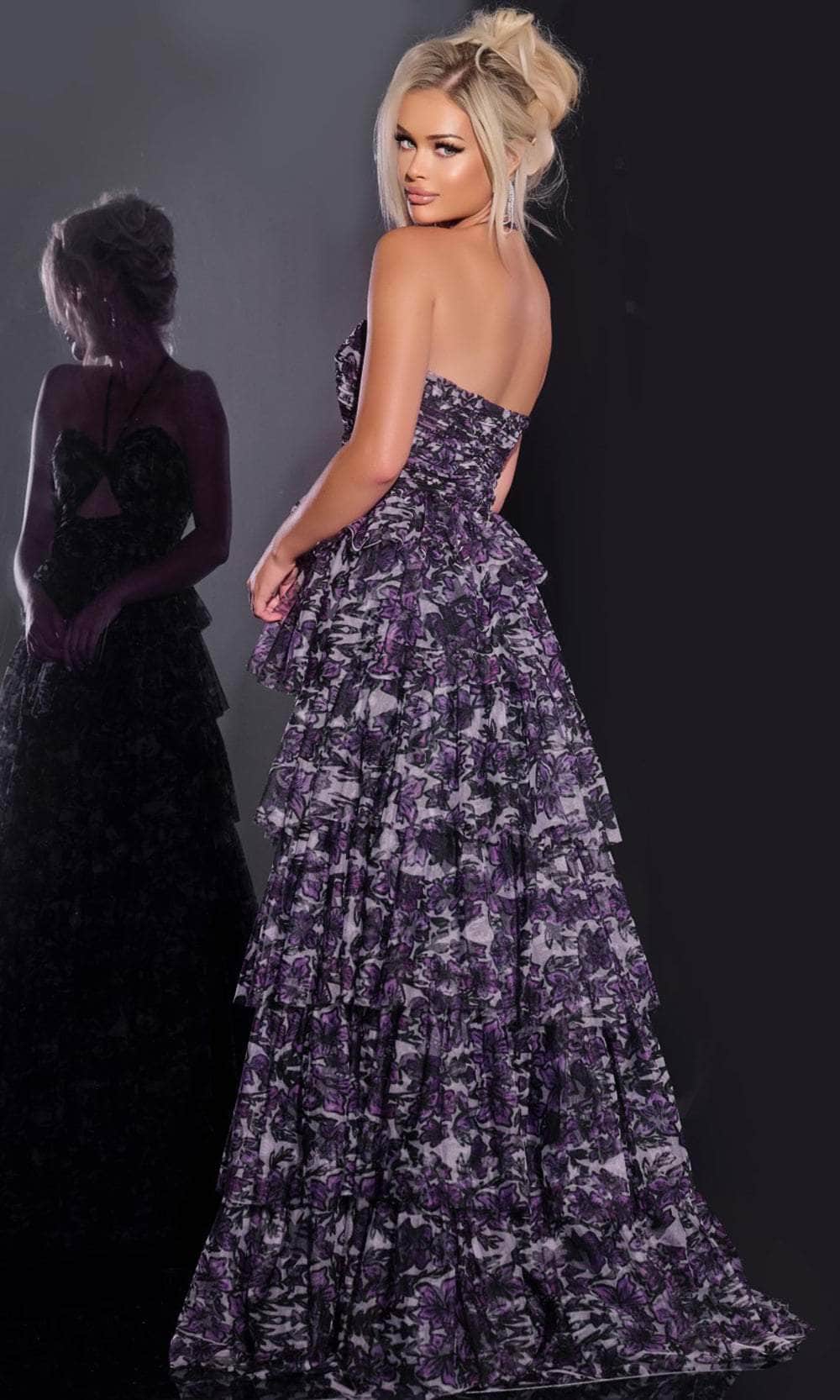 Jovani 40423 - Strap Bodice Floral Gown - detail view