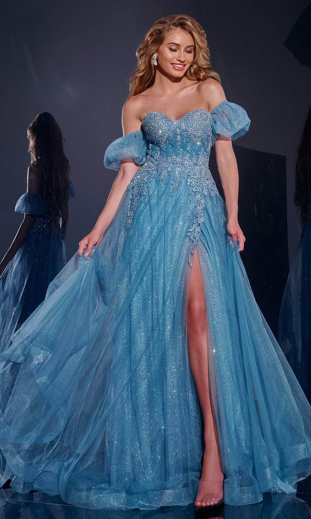 Jovani 40474 - Off Shoulder Puff Sleeve Prom Gown - designer prom dress at Silhouette Dresses