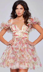 Jovani 40505 - Floral Printed Empire Waist Cocktail Dress - view 4
