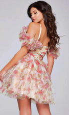 Jovani 40505 - Floral Printed Empire Waist Cocktail Dress - back view