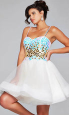 Jovani 40516 - Sleeveless Layered A-Line Cocktail Dress - detail view