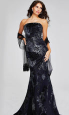 Jovani 40604 - Sequin Embellished Strapless Prom Gown - back view
