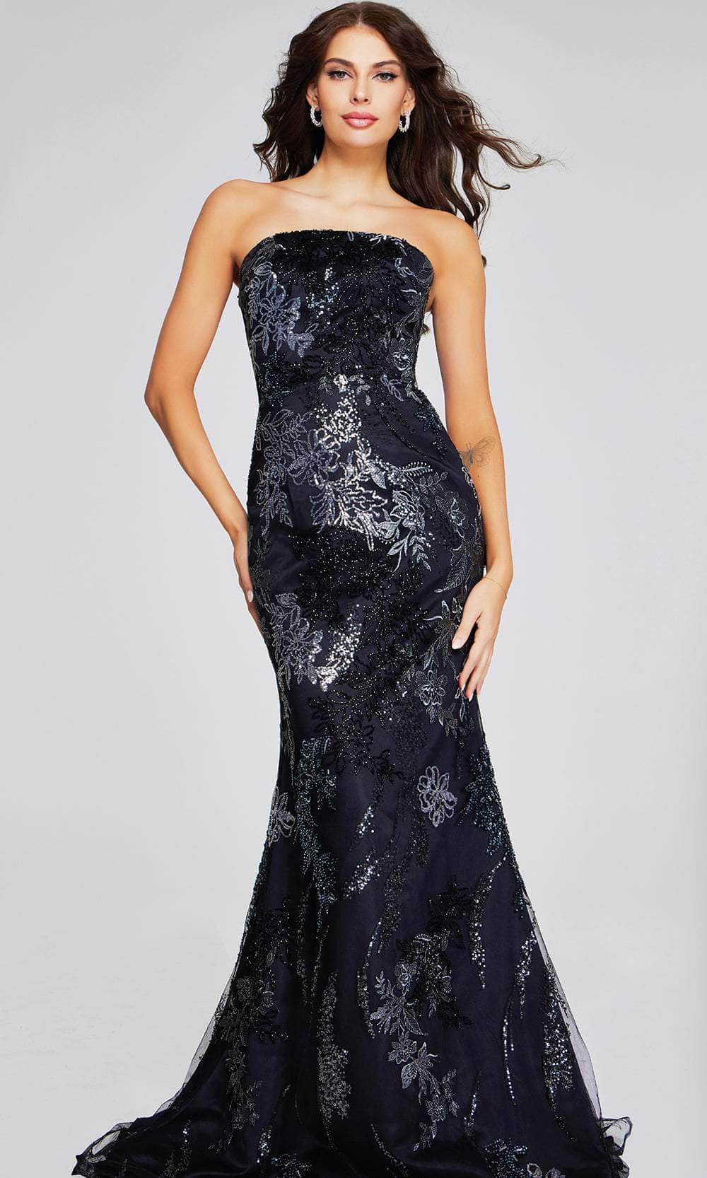 Jovani 40604 - Sequin Embellished Strapless Prom Gown - detail view