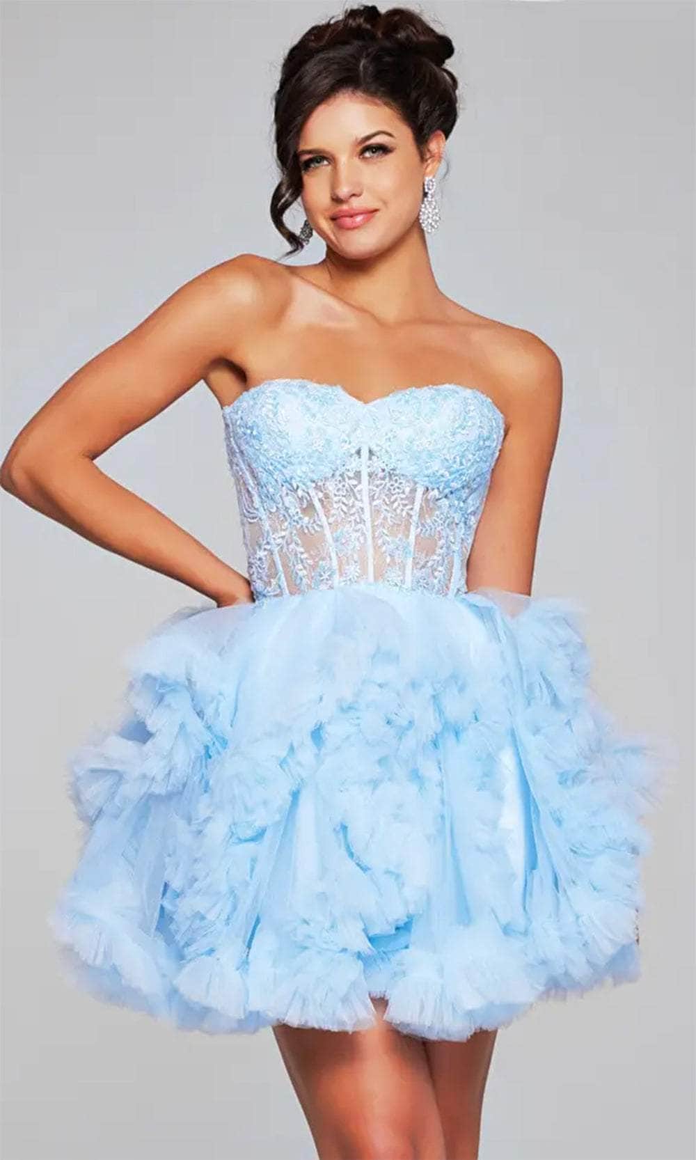Jovani 40628 - Ruffle Detailed Cocktail Dress - detail view