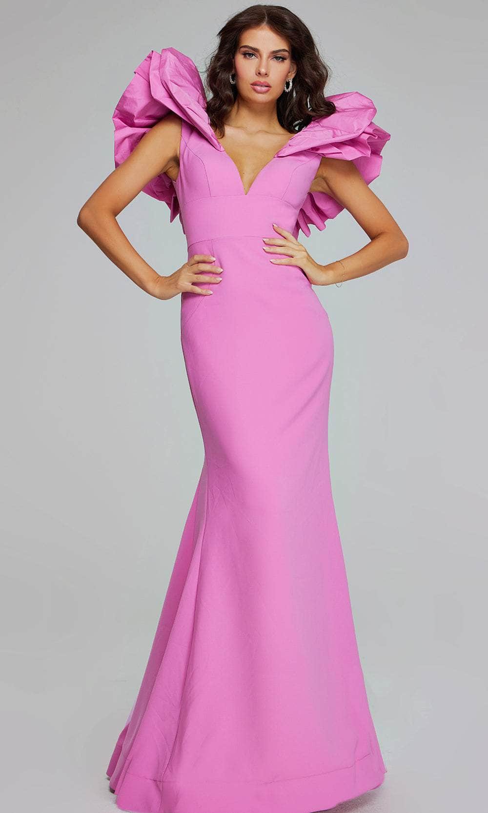 Jovani 40663 - Ruffle Trimmed Evening Gown - designer evening gown at Silhouette Dresses