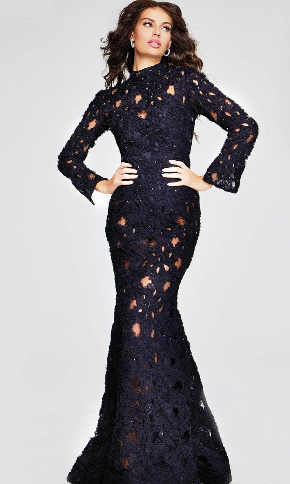 Jovani 40743 - High Neck Lace Evening Gown - designer formal gown at Silhouette Dresses