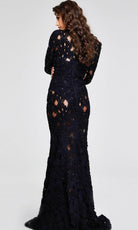 Jovani 40743 - High Neck Lace Evening Gown - detail view