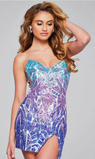 Jovani 40764 - Sequined Lace-Up Back Cocktail Dress - back view