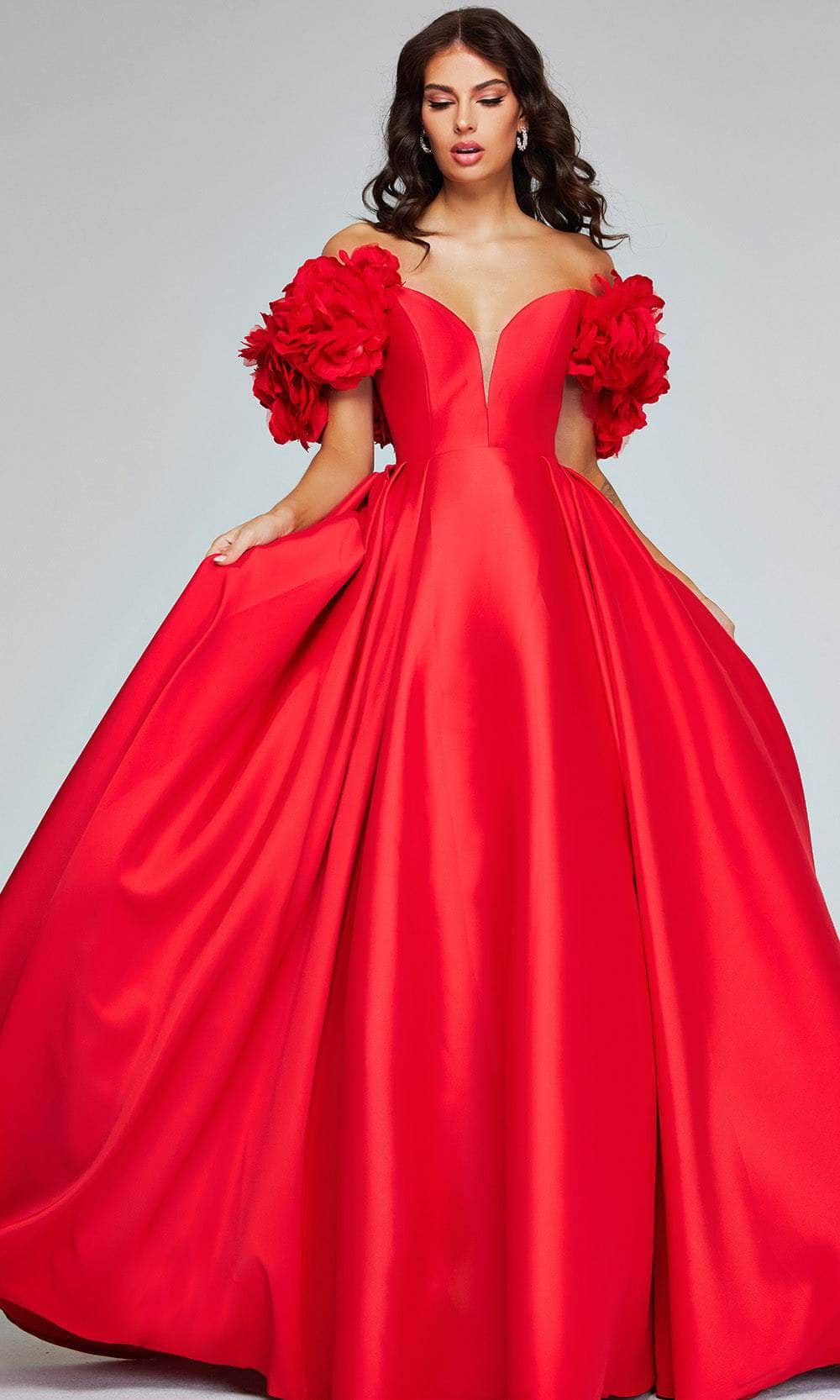 Jovani 40794 - Rosette Plunging Ballgown - designer formal gown at Silhouette Dresses