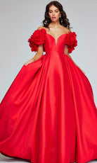 Jovani 40794 - Rosette Plunging Ballgown - designer formal gown at Silhouette Dresses