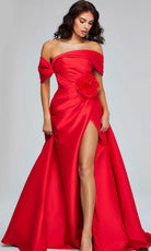 Jovani 40832 - Rosette Slit Evening Gown - designer evening gown at Silhouette Dresses