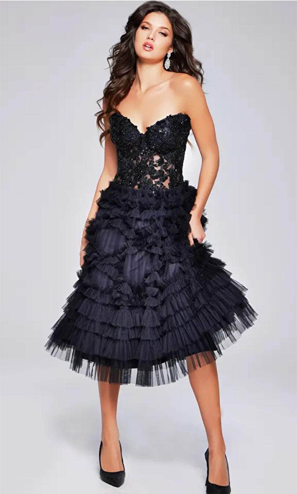 Jovani 40854 - Beaded Strapless Knee-Length Dress - designer cocktail dress at Silhouette Dresses