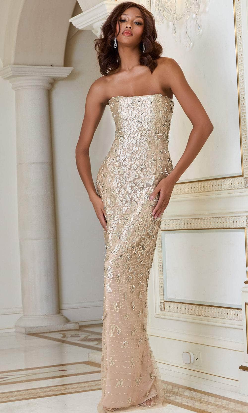 Jovani 40887 - Straight-Across Neck Column Prom Gown - back view