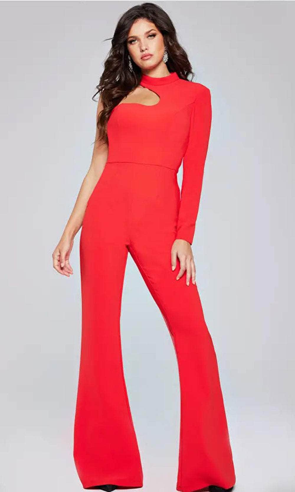 Jovani 41052 - One-Shoulder High Neck Jumpsuit - back view