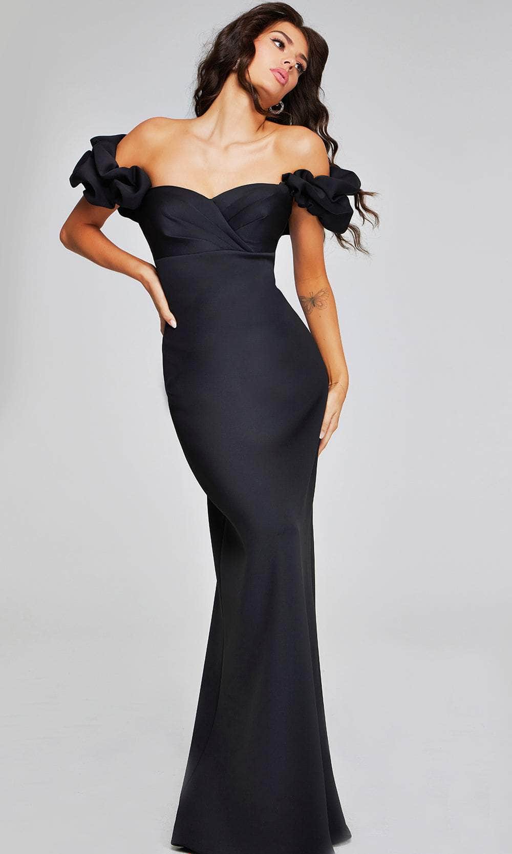Jovani 41084 - Ruffle Sleeve Evening Gown - back view