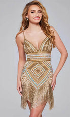 Jovani 41101 - Sleeveless Fringed Hem Cocktail Dress - designer cocktail dress at Silhouette Dresses