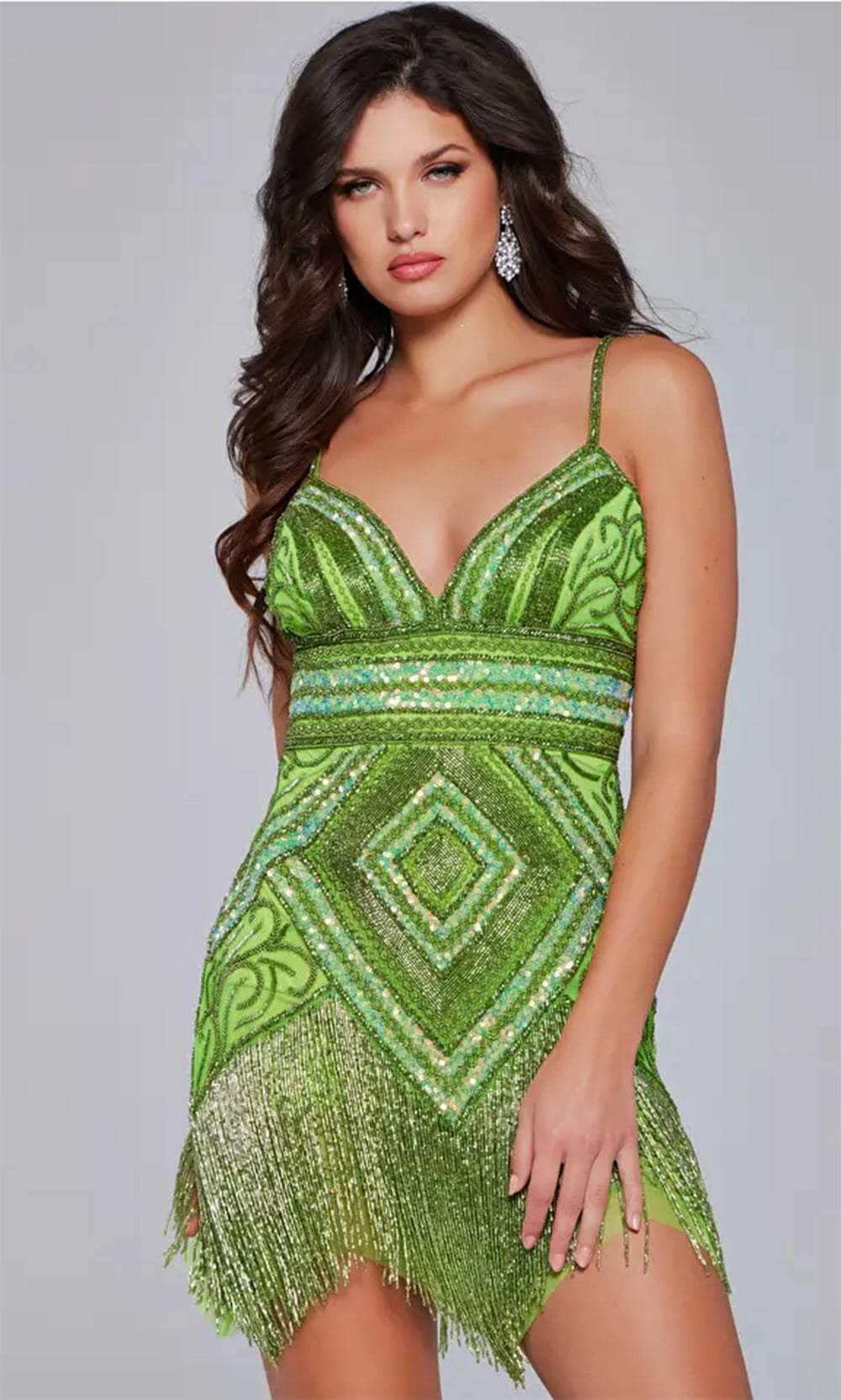 Jovani 41101 - Sleeveless Fringed Hem Cocktail Dress - view 6