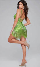 Jovani 41101 - Sleeveless Fringed Hem Cocktail Dress - view 5