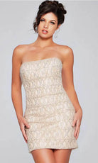 Jovani 42197 - Strapless Geometric Beaded Cocktail Dress - designer homecoming dress at Silhouette Dresses