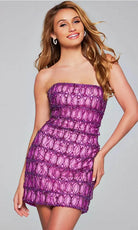 Jovani 42197 - Strapless Geometric Beaded Cocktail Dress - view 5
