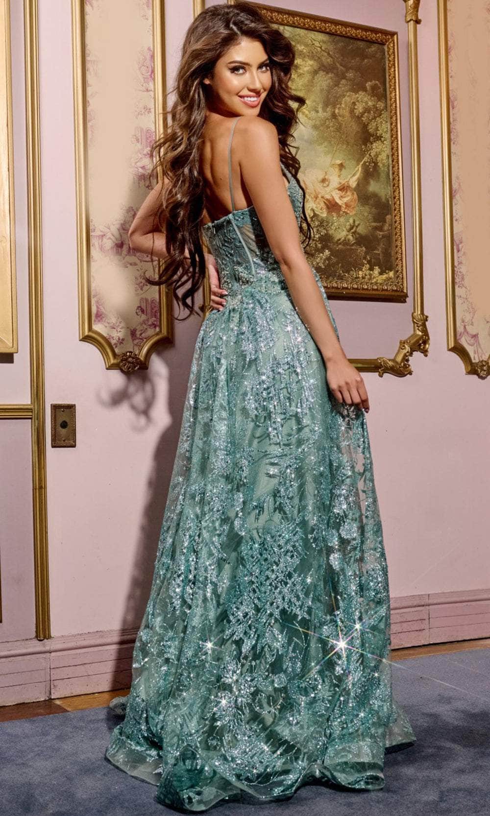 Jovani 42199 - Lace Embroidered Prom Dress - back view