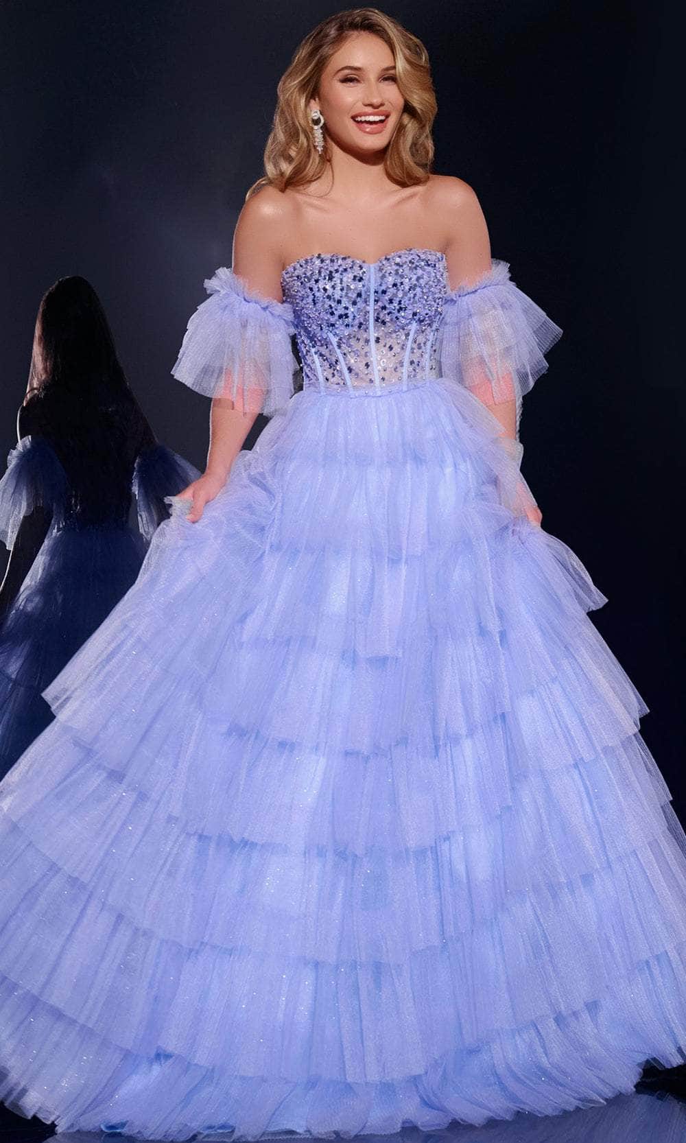Jovani 42249 - Ruffled Tulle Ballgown - designer ball gown at Silhouette Dresses