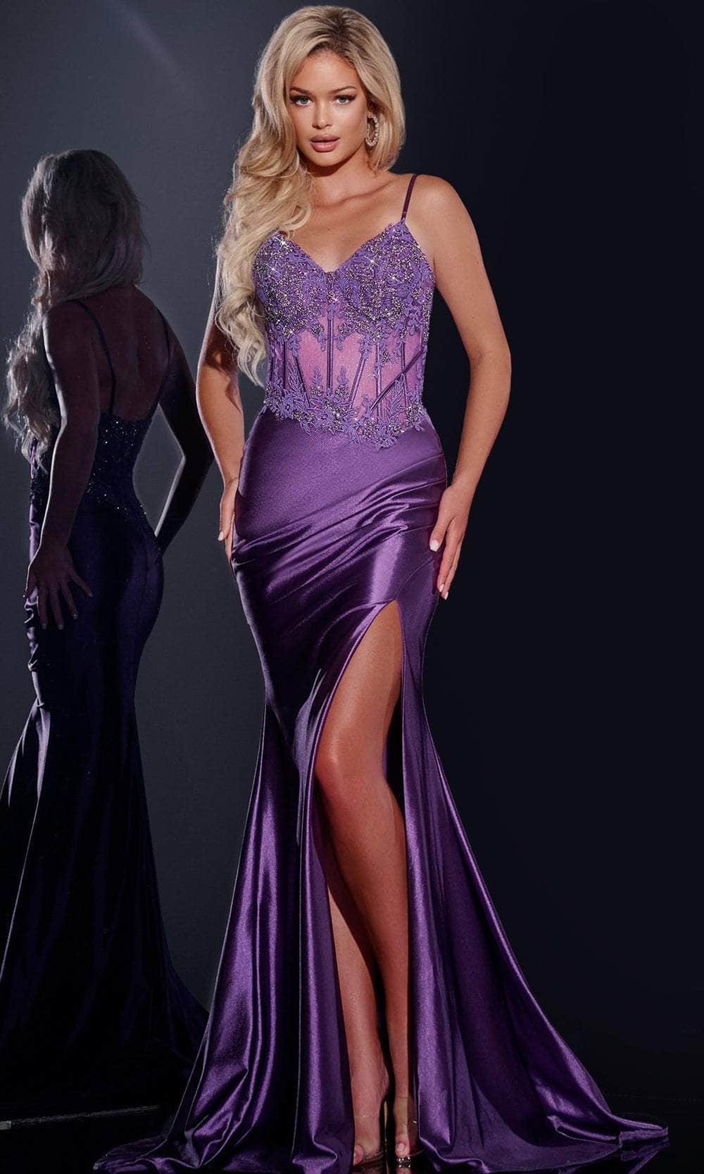 Jovani 42259 - Applique Sheer Corset Gown - designer prom dress at Silhouette Dresses