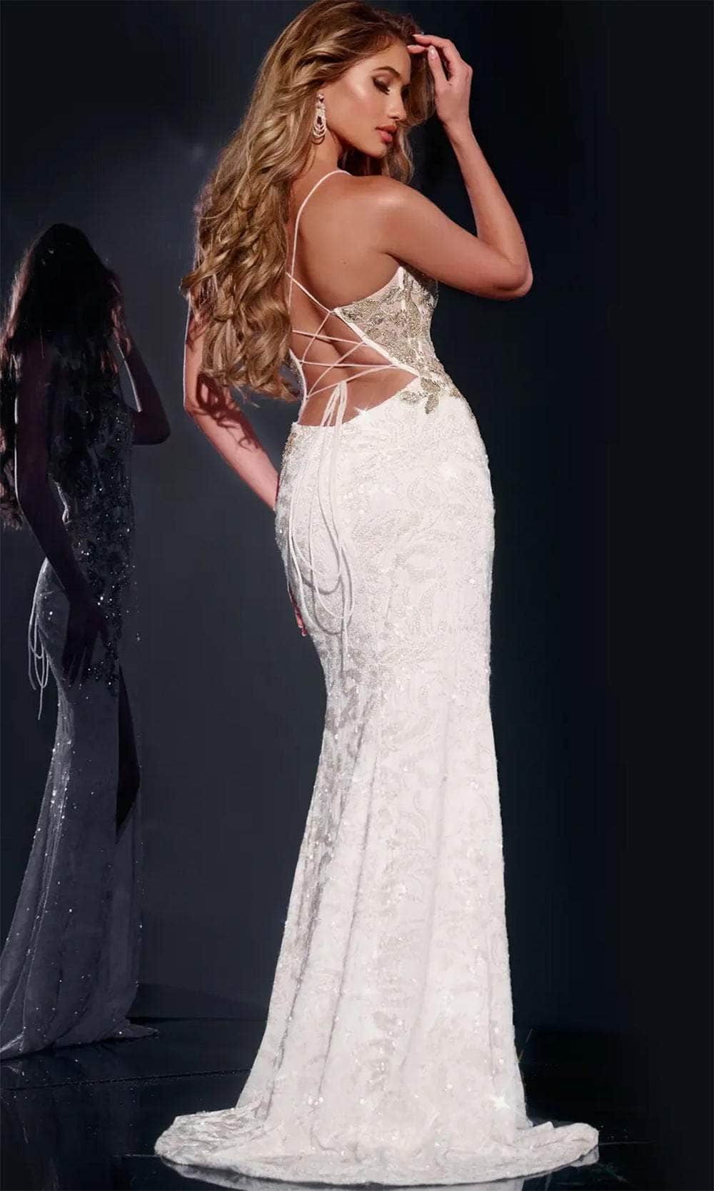 Jovani 42301 - Lace-Up Embellished Prom Dress - back view
