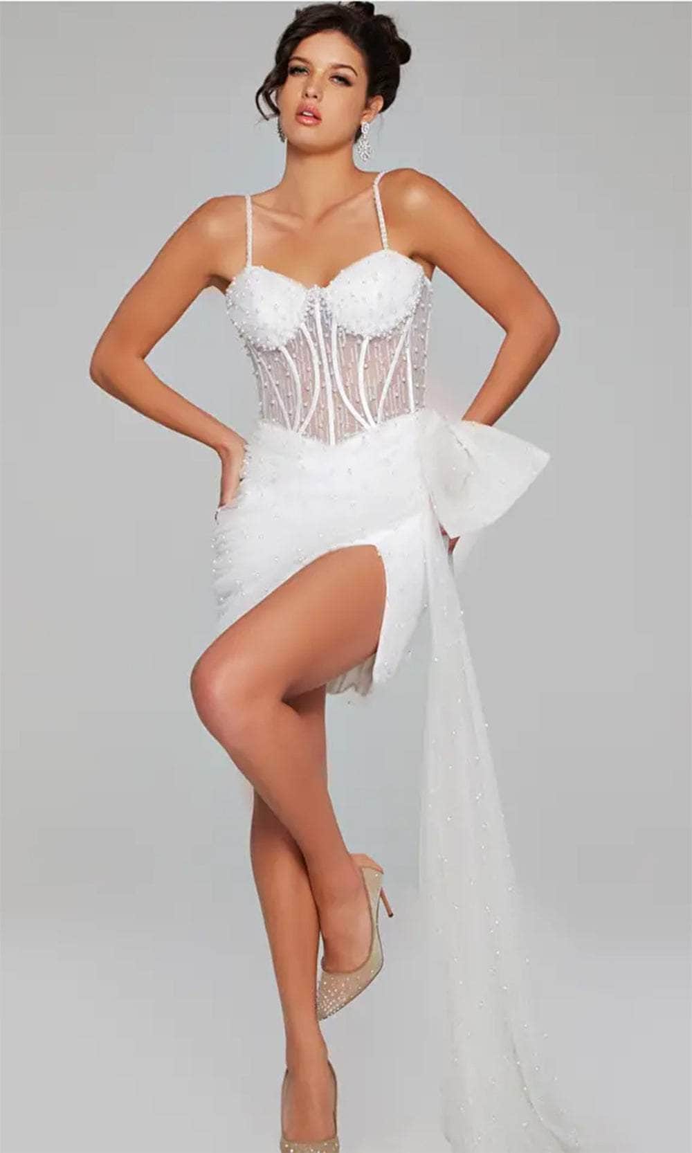 Jovani 42368 - Asymmetric Hem Sheath Cocktail Dress - detail view