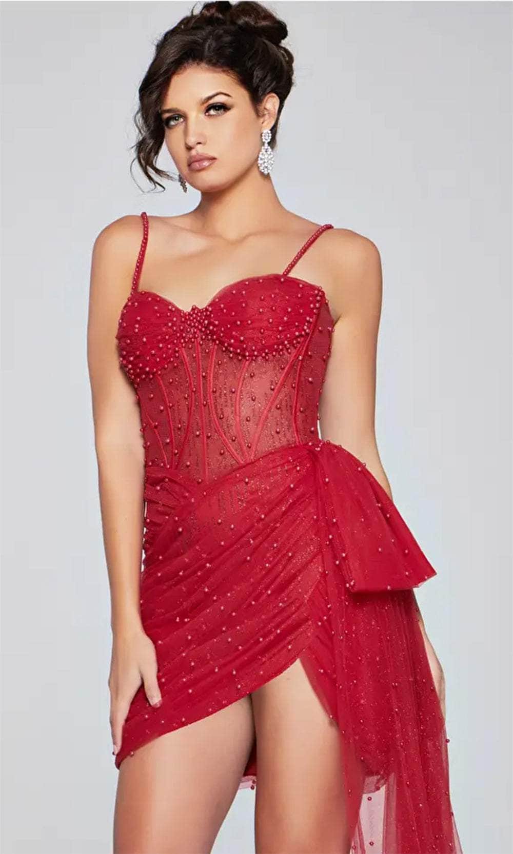 Jovani 42368 - Asymmetric Hem Sheath Cocktail Dress - view 7