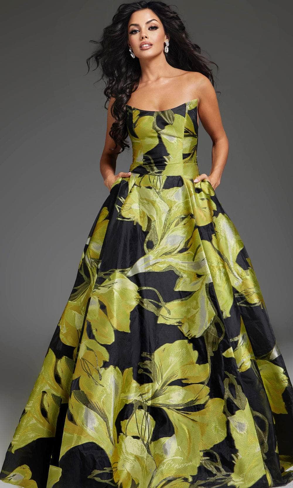 Jovani 42435 - Scoop Neck Strapless Prom Gown - back view