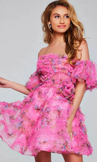 Jovani 42573 - Floral Print Ruffled Cocktail Dress - designer homecoming dress at Silhouette Dresses