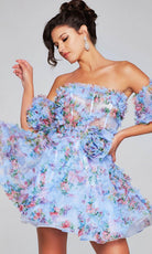 Jovani 42573 - Floral Print Ruffled Cocktail Dress - view 5