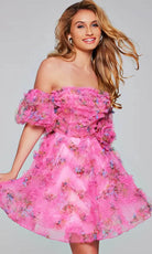 Jovani 42573 - Floral Print Ruffled Cocktail Dress - view 6