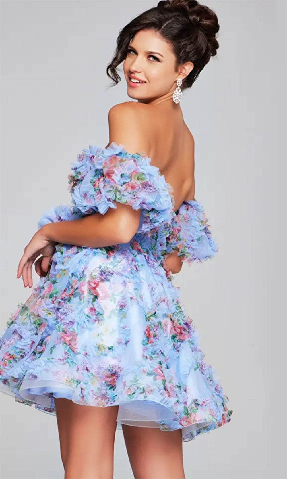 Jovani 42573 - Floral Print Ruffled Cocktail Dress - view 4