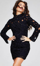 Jovani 42576 - High Neck Lace Cocktail Dress - designer cocktail dress at Silhouette Dresses