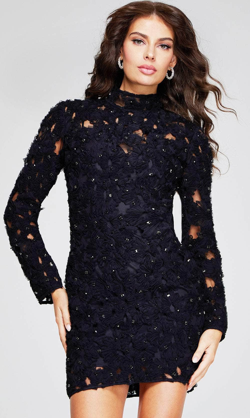 Jovani 42576 - High Neck Lace Cocktail Dress - back view