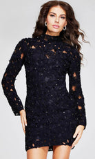 Jovani 42576 - High Neck Lace Cocktail Dress - back view
