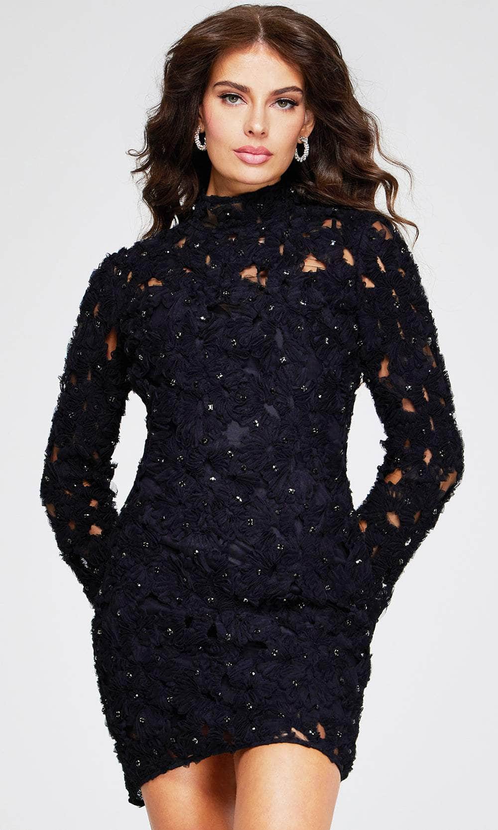 Jovani 42576 - High Neck Lace Cocktail Dress - detail view