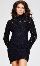 Jovani 42576 - High Neck Lace Cocktail Dress - detail view