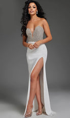 Jovani 42637 - Beaded Strapless Prom Dress with Slit - back view