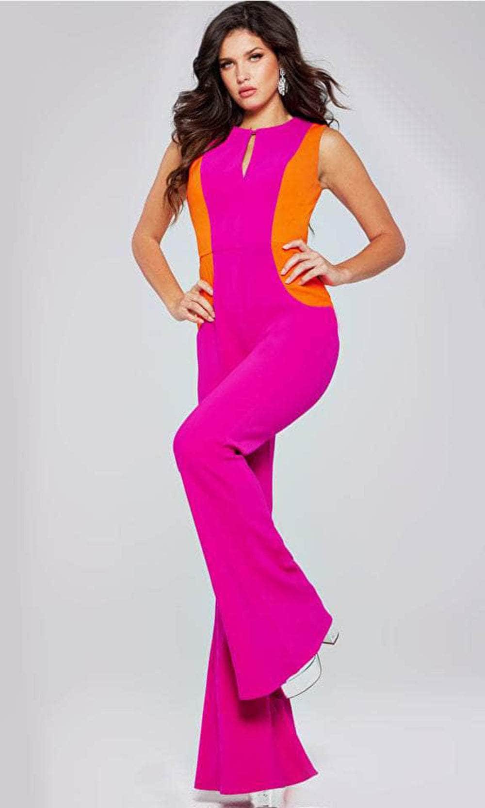 Jovani 42801 - Sleeveless Jewel Neck Jumpsuit - detail view
