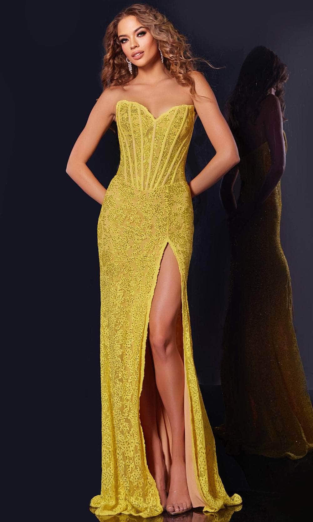 Jovani 43093 - Lace Applique Prom Dress - designer prom dress at Silhouette Dresses